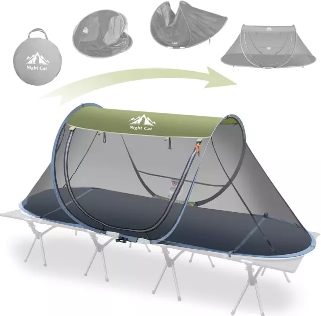 Pop-Up Mosquito Tent: 1 Person Camping Tent with Bug Screen Net Adults Kids Fits