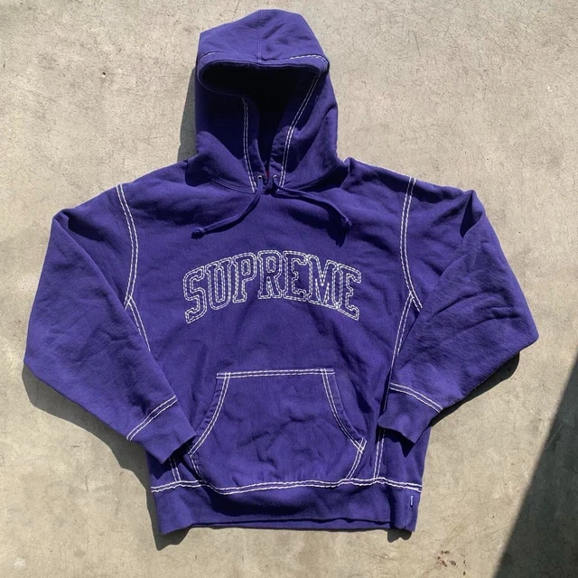 Dead-stock Purple Supreme Logo New York Long-sleeve Embroidery Pullover Hoodie Dead-stock Purple Supreme Logo New York Long-sleeve Embroidery Pullover Hoodie