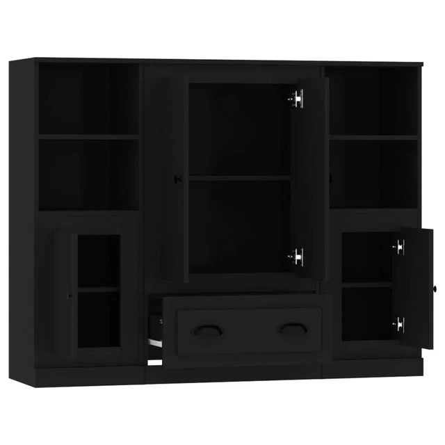 AX Credenza 3 Mobiletti Nero 132x35.5x103.5cm Minimalista Soggiorno News 3185320