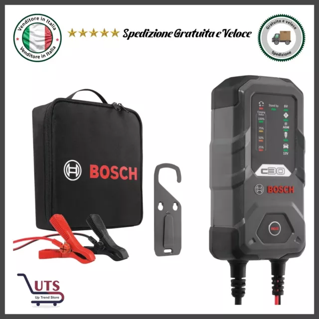 Bosch C30 Caricabatterie per Auto, 6V-12V / 3,8A, Carica Di Mantenimento - per