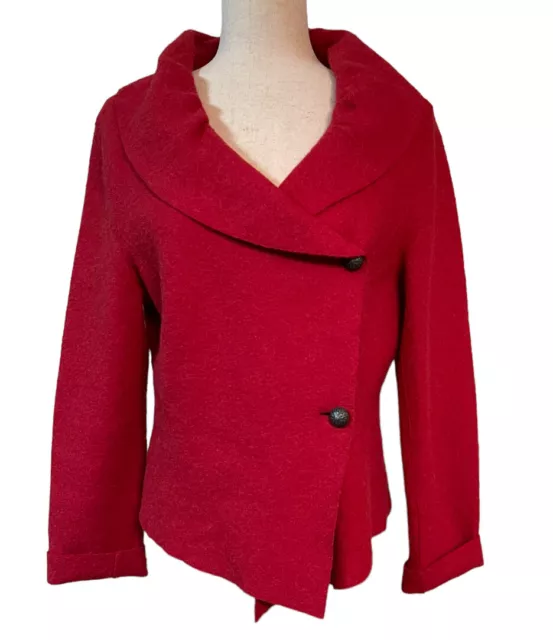 KUNA Peruvian baby Alpaca Wool Jacket Women's Medium Red EUC