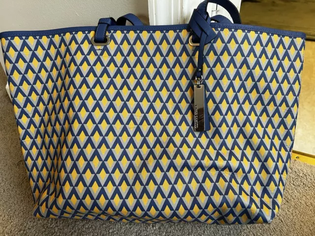 Vince Camuto Tote Bag Purse With Straps Blue Gold Large