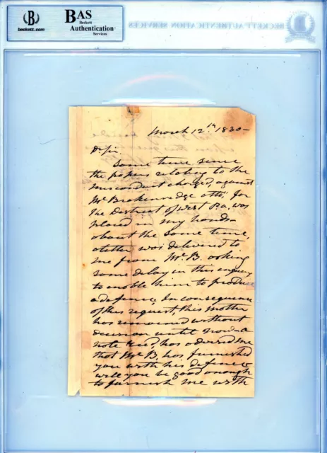 President Andrew Jackson Hand Written  Signed Letter  As Pres. Bas Encapsulated