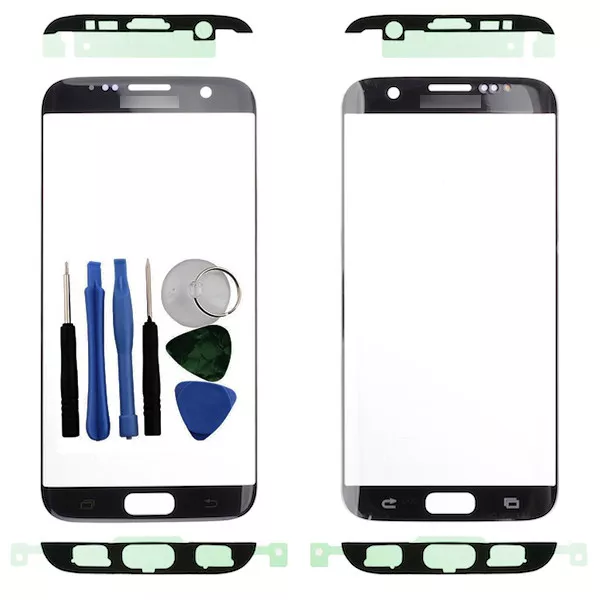 For Samsung Galaxy S7 Edge G935F Front Outer Glass Screen Black + Adhesive Tools