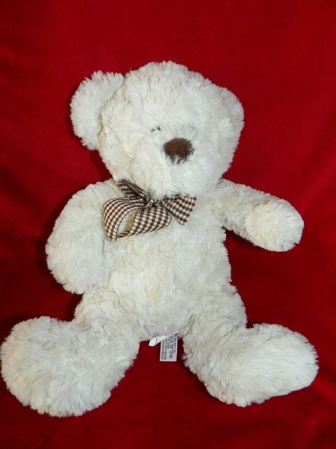 Doudou Teddykompaniet  Peluche Ours Ecru Ruban Vichy Marron