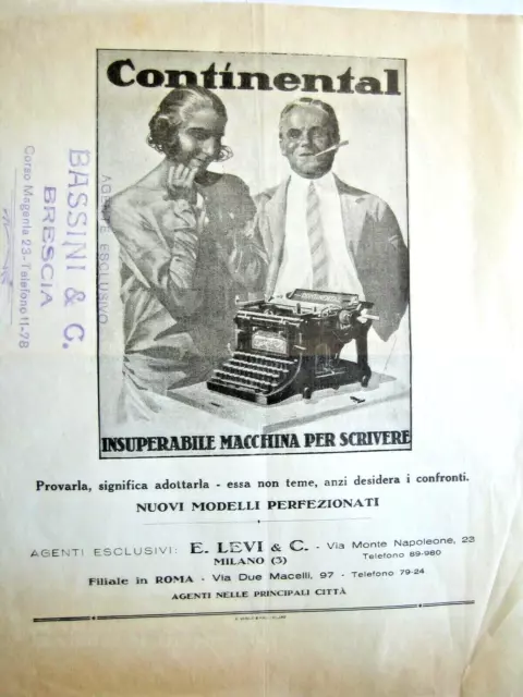 Depliant Pubblicita' Continental Macchina Per Scrivere,   Vintage