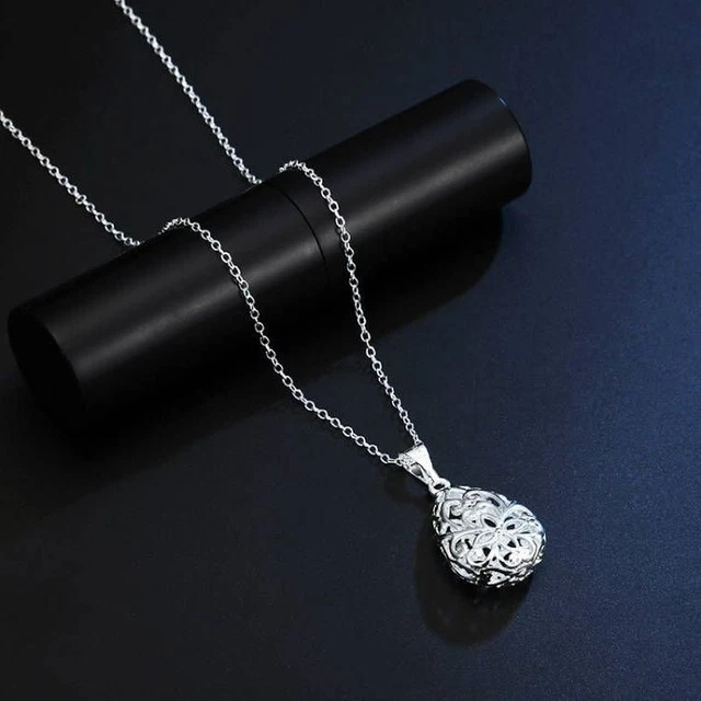 Viviana Filigree Water Drop Teardrop Pendant Silver Necklace Gift Boxed