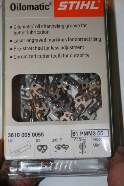 STIHL BRAND .043 Chain 55 drivers 16 inch for chainsaw bar 3/8 Pitch ...