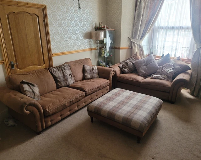 DFS BROWN SUEDE Sofa 3 Seater 50.00 PicClick UK