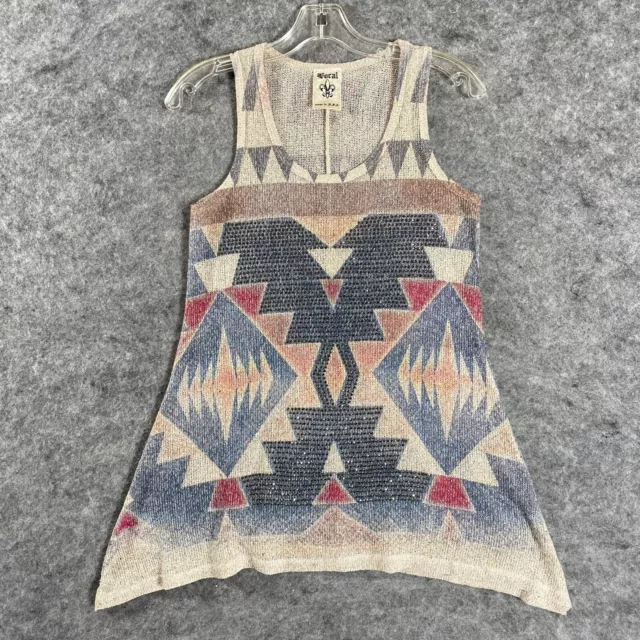 Vocal Tank Top Women's Size Medium Aztec Design Beaded Embellished Scoop Neck