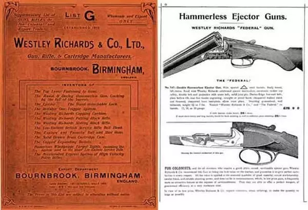 Westley Richards & Co. 1912 Export List G Gun Catalog