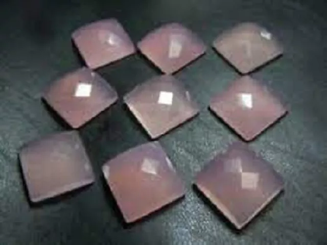 Pink Chalcedony Square Rose Cut Loose Gemstone One Side 16mm To 20mm