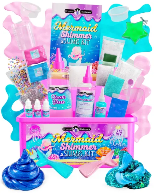 Mermaid Slime kit for Girls Kids Make Shimmery DIY Glow in Dark Educational Gift