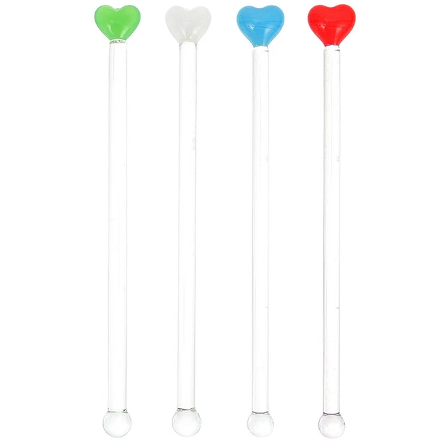 4 palitos de bebida navideña agitación con diseño de corazón jugo de fiesta palos de mezcla