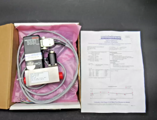 Brooks Instruments 5851I Mass Flow Controller w Calibration Paper 50 SLM Gas Air