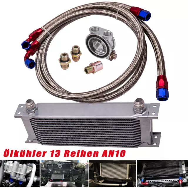 Universal Nachrüstsatz Kit Ölkühler 13 Reihen AN10 +Anschluss-Set +Thermostat