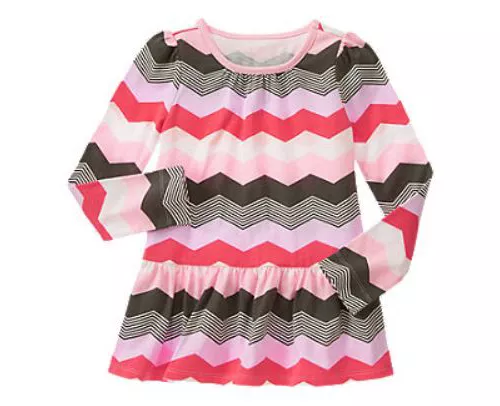 Gymboree Mix n Match Chevron Peplum Tee Pink Size 8 10 12 MSRP $20 NWT