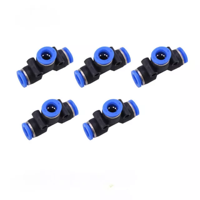 5Pcs Pneumatic Connector 3 Way T Push Quick Fitting 8mm OD Pipe Tube Air PE8