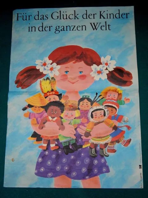 Grosses Original Plakat - Glück der Kinder der Welt  1980 - von Gisela Röder