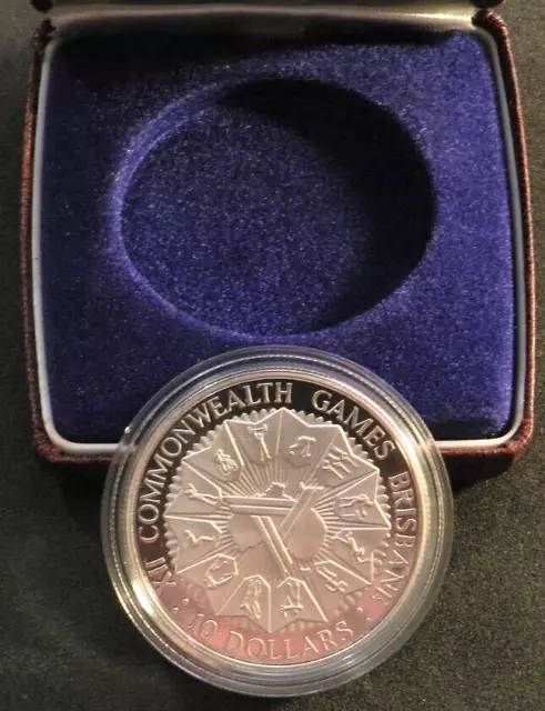 1982 Australian Silver Proof $10 Coin - Brisbane Commonwealth Games - Beautiful