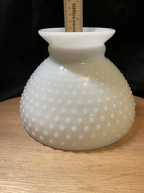 Vintage White Milk Glass Hobnail Gwtw Hurricane Lamp Shade 8 Inch Fitter