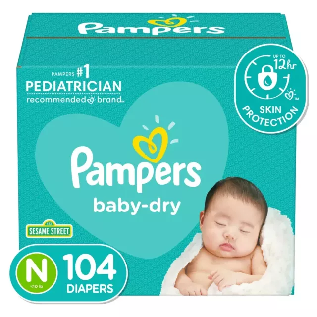 Pampers Baby Dry Diapers Super Pack - NewBorn - 104ct