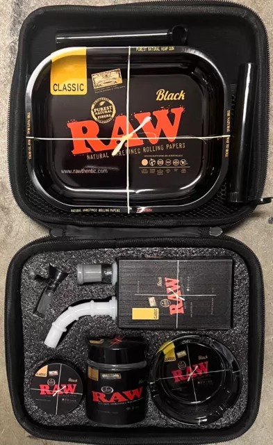 RAW COMBO giftset with travel case.roller, grinder, jar, tray, pipe ,2Xtubes