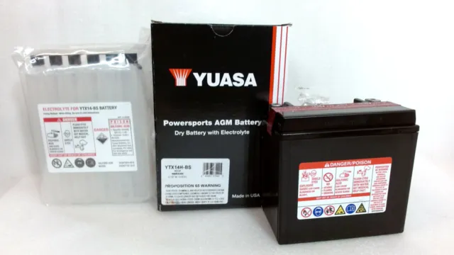 NEW Yuasa YTX14H-BS  12V 12.6Ah Powersports AGM Battery w/ Electrolyte  $170