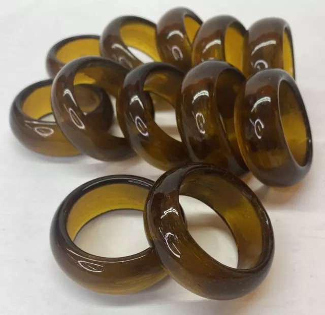 JUEGO DE 13 ANILLOS DE SERVILLETA DE VIDRIO MARRÓN ÁMBAR 2""x2