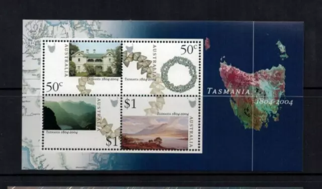 2004 50c-$1 'Tasmania 1804-2004' Mini Sheet MUH