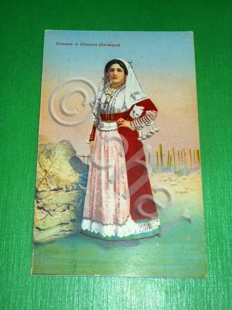 Cartolina Costume di Villanova ( Sassari ) 1920 ca .