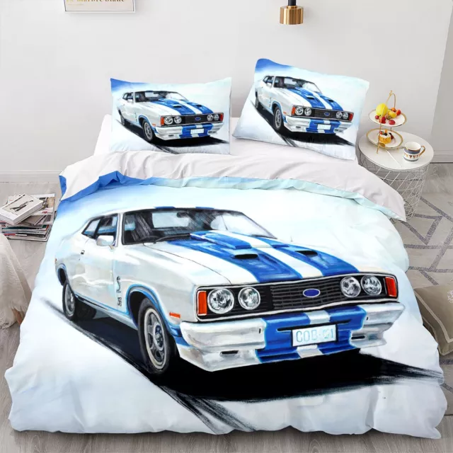 Ford Falcon GTHO/XB Goss/XC Cobra Queen Bed Quilt Cover Set. Bathurst