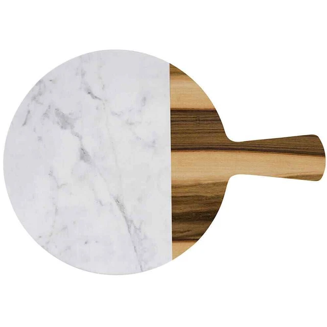 EGS M12RWM-HWC Sierra Faux Wood and Marble 12 Round Serving Board"