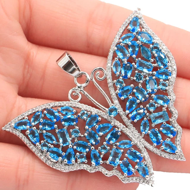 Pendentif En Argent Massif 925 Avec Tanzanite - Bijou Occasion, Pierre Bleue - Superbe Pièce Unique