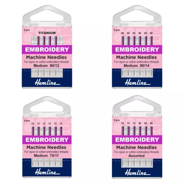 HEMLINE SEWING MACHINE NEEDLES ''Embroidery ''  *All Sizes*