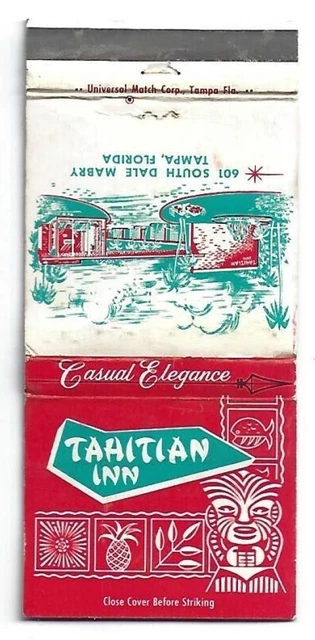 Tiki God Tropical Matchbook Tahitian Inn Tampa, FL
