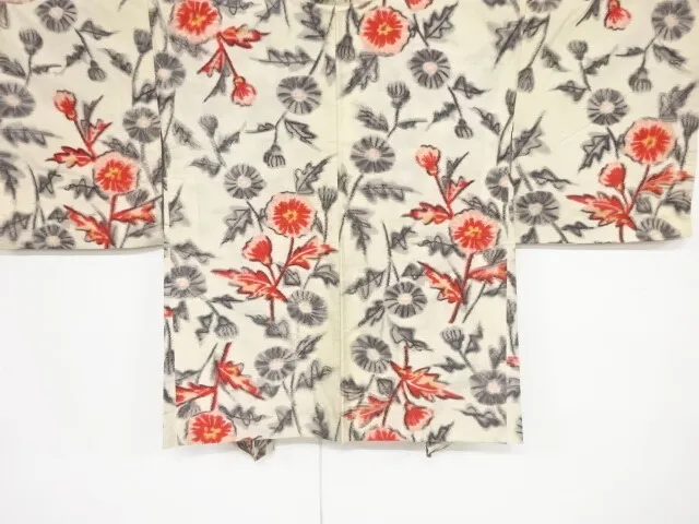 82957# Japanese Kimono / Antique Haori / Meisen / Woven Abstract Dandelion