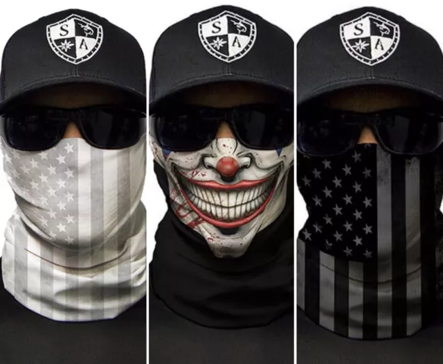 3 Salt Armour Fishing Face Shield / Masks Blackout + White American Flag + joker