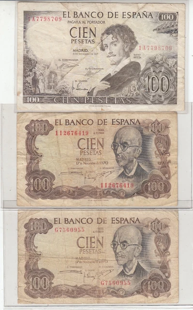 Spain Hundred Pesetas Paper Money 1965/1970