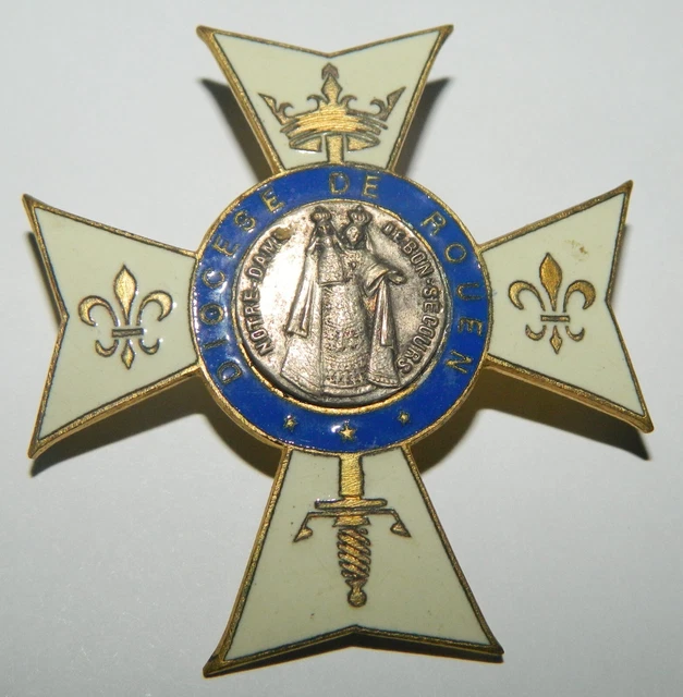 2 BROCHES INSIGNES Religieux RELIGION DIOCESE EGLISE VIERGE A.C.F.D à