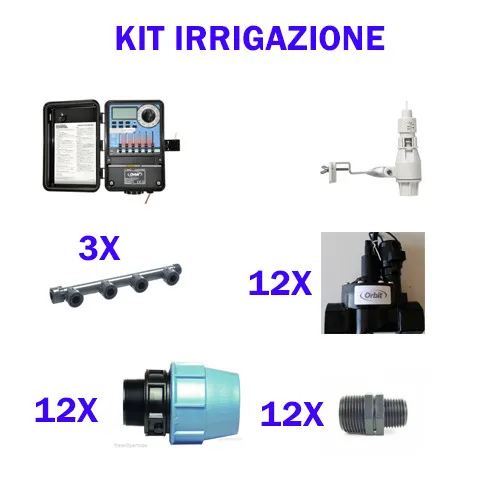 Kit Completo Irrigazione A 12 Settori, Centralina Orbit + Sensore Pioggia