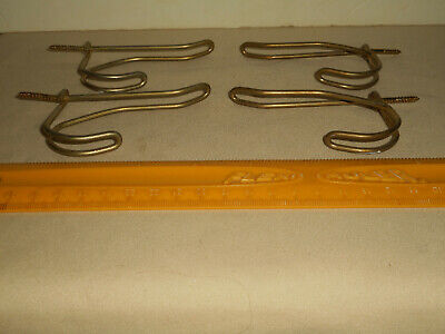 4 Vintage Metal Coat Hanger Wire Hooks Brackets Threaded Screw End 3" x 2 3/8" 3