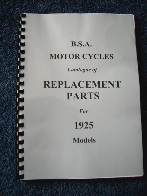 BSA Parts Manual Book for all 1925 models PWBP03
