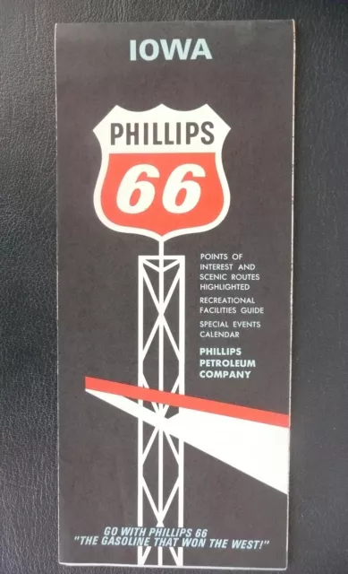 1967 Iowa road map Phillips 66 oil calendar of events