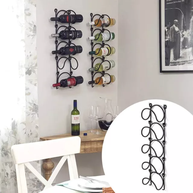 2X Wine Bottle Rack Iron Bathroom Towel Holder Wall-Mounted Wine Organizer Shelf