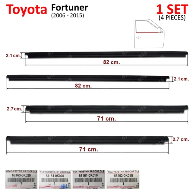 Fits Toyota Fortuner SUV 2WD 4WD 2006 - '15 Set 4Dr Outer Weatherstrip Door Belt