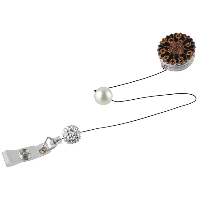 Floreale Reel per badge Girasole Clip di alligatore  Infermiera