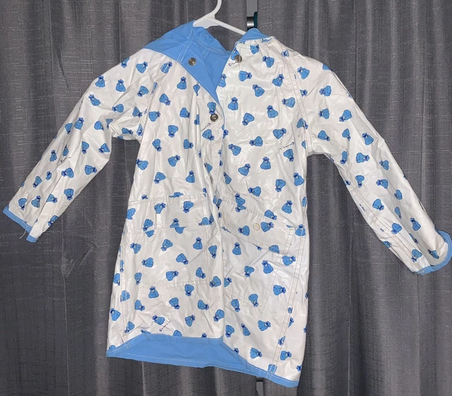 Sesame Street Muppets Cookie Monster Kids Rain Coat Jacket BLUE REVERSIBLE MED