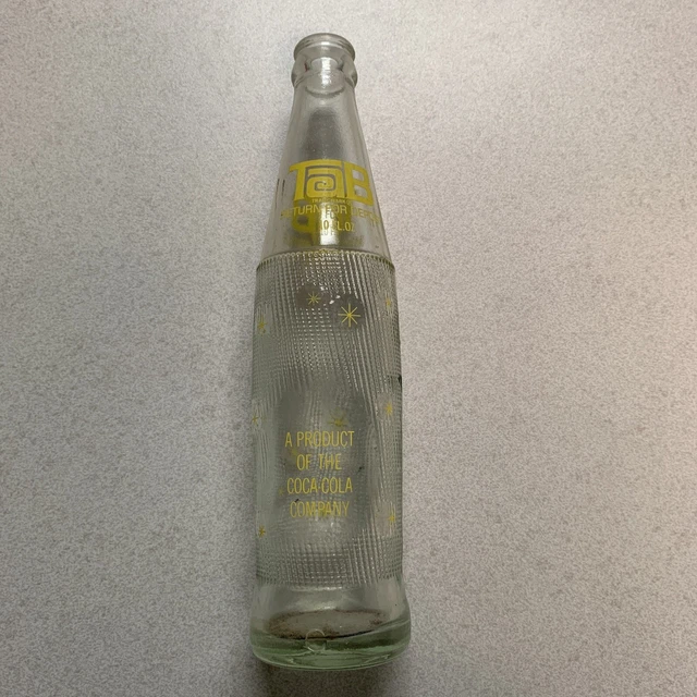 VINTAGE TAB EMBOSSED 10 Fl Oz Glass Soda Bottle Starburst Yellow