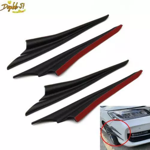 4X Fins Spoiler Wing Lip Splitter Waterproof Universal Fit For Car Front Bumper